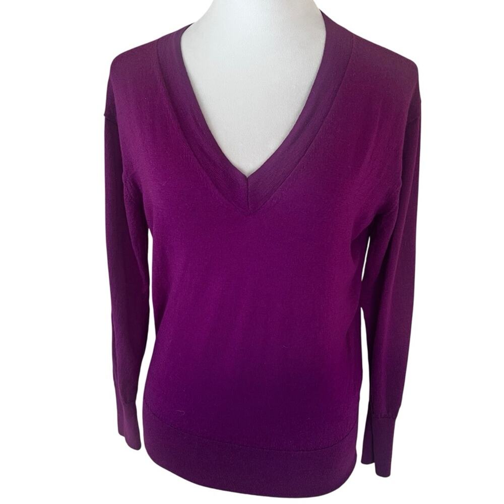 J.Crew 100% Merino Wool Sweater | Women’s Small Purple V-Neck Long Sleeve